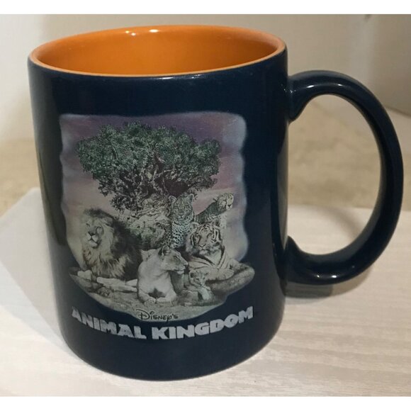 Disney Animal Kingdom Ceramic Mugs Set Of 2 Green & Blue 12 Oz Tigers Lions - Picture 10 of 16